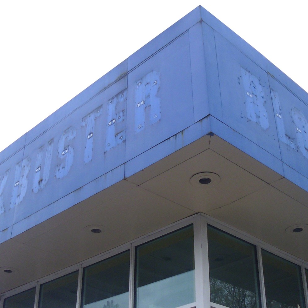 A closed Blockbuster storefront in Eugene Oregon