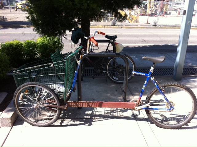 Bicycle made from a grocery store shopping cart