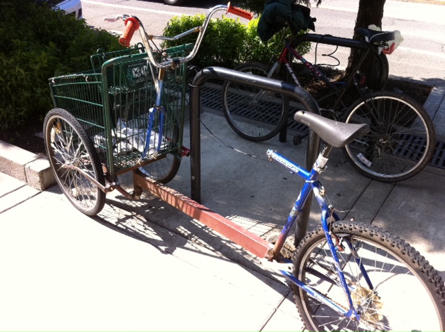 Bicycle made from a grocery store shopping cart