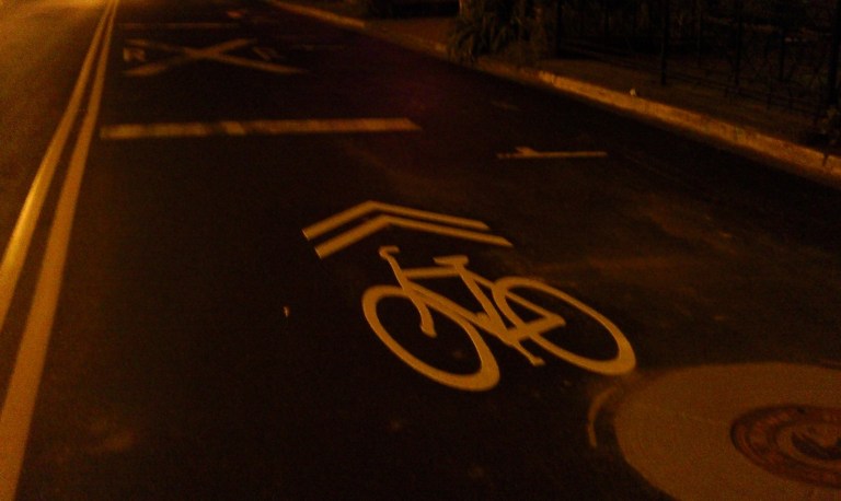 New sharrow on Pearl Street in Eugene